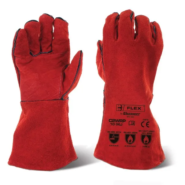 Beeswift Welders Gauntlet Gloves 14" Reinforced Palm Red (Pack 10)