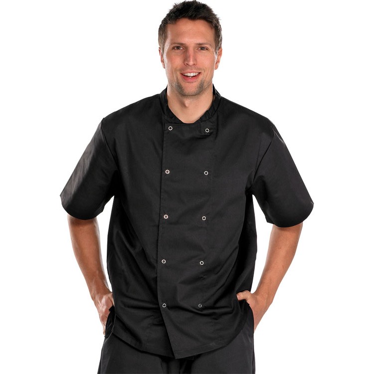 Chefs Jacket Short Sleeve — BLACK