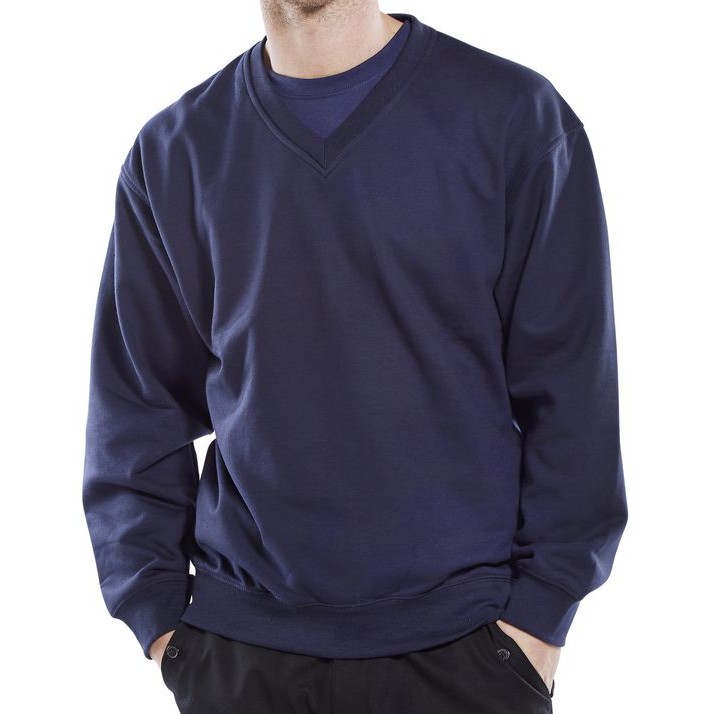 Click V-Neck Sweatshirt — NAVY BLUE
