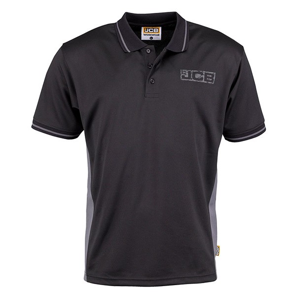 JCB Workwear Trade Performance Polo Shirt — BLACK/GREY