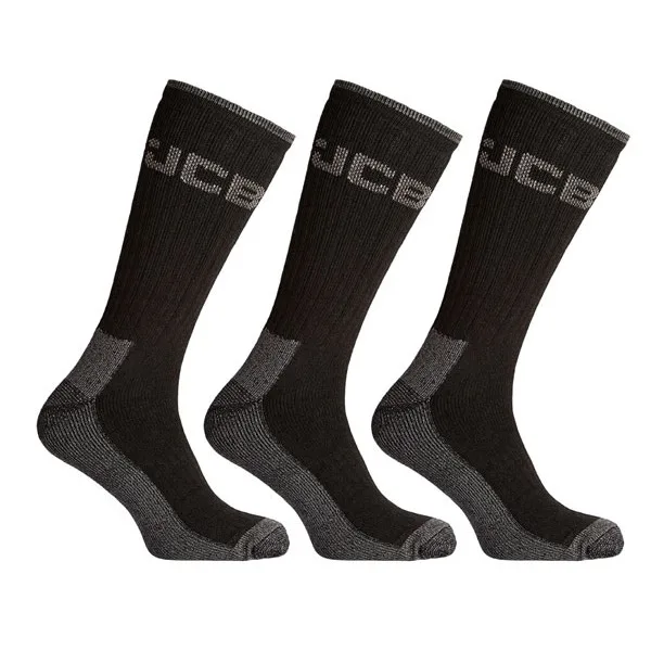 JCB Workwear Heavy Duty Work Socks Black 6-11