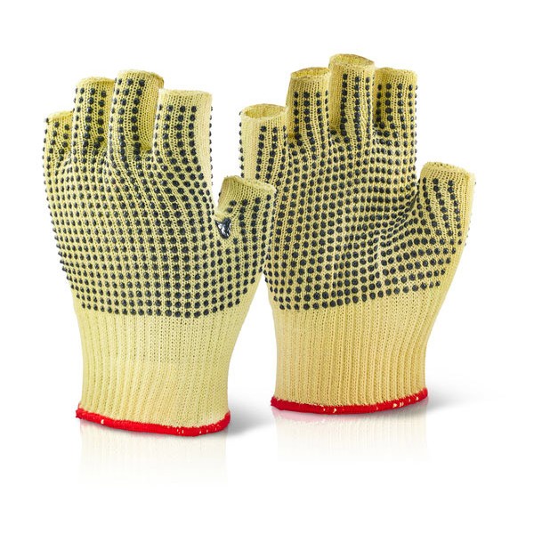 Beeswift Reinforced Fingerless Dotted Gloves — YELLOW