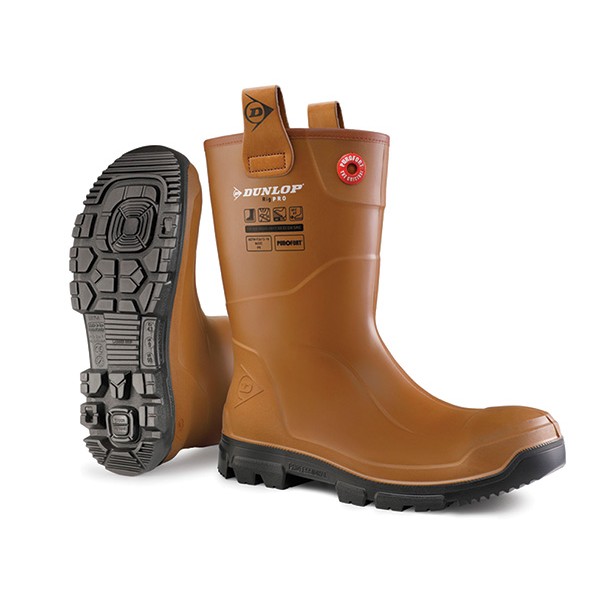 Dunlop Purofort Rigpro Full Safety Boot Fur Lined — TAN
