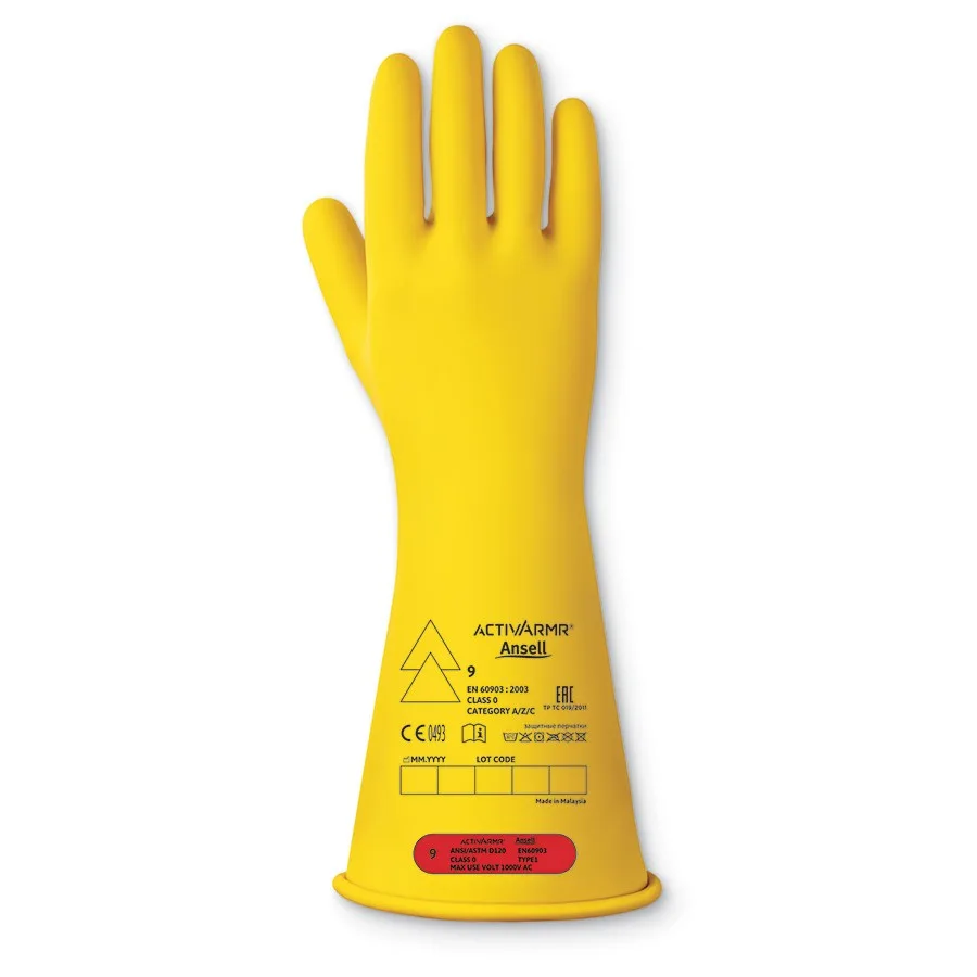 Ansell Low Voltage Electrical Insulating Gloves (Class 0) 14"