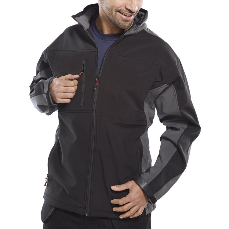 Two Tone Soft Shell Jacket — BLACK/GREY