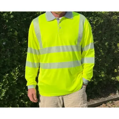 Hi-Vis Long Sleeve Polo Shirt Class 3 - Segmented Tape - Case of 25