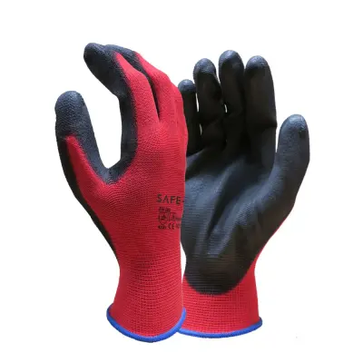 13 Gauge PU Palm Coated Gloves - Red - Case of 120 Pairs