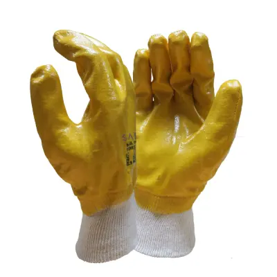 Fully Dipped Nitrile Knitwrist Gloves 105gsm - Yellow - Case of 120 Pairs
