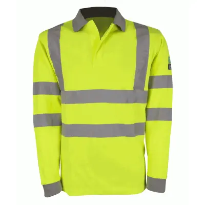 Hertz: Inherent FR ARC Long Sleeve Polo Shirt In HI VIS Yellow