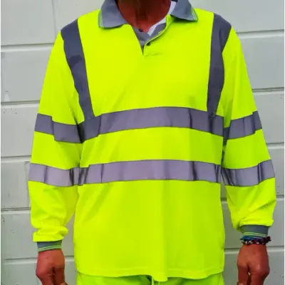 Hi-Vis Long Sleeve Polo Shirt Class 3 - Solid Tape - Case of 25