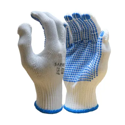 PVC Dot Grip Gloves 13 Gauge - White - Case of 120 Pairs